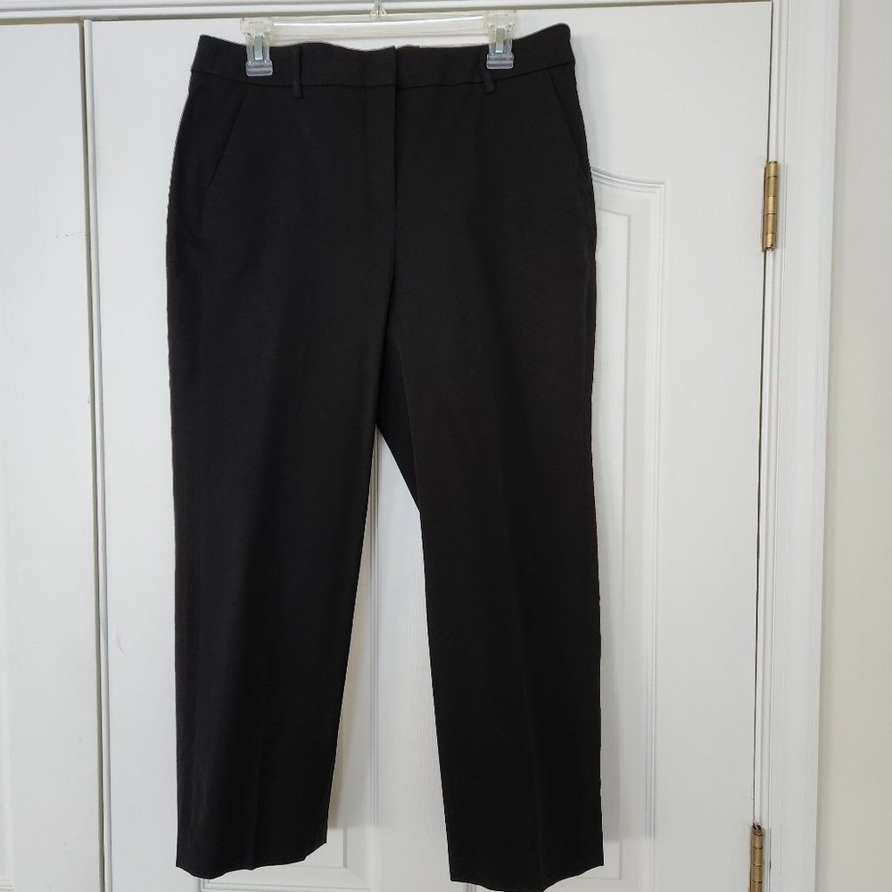 CHICO'S Straight Leg Crop Flat Front Hi-Rise Size 2 (12 Reg) Black 24 ½" Inseam